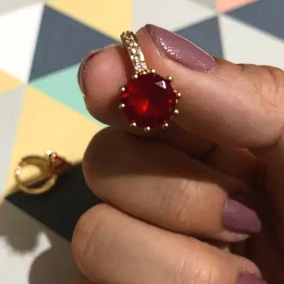 Leverback Red CZ Fashion Earrings - Picture 3 of 11